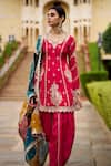 Buy_Lashkaraa_Pink Viscose, Silk, Shantoon Sequins, Zari, Embroidery V-neck Punjabi Suit _Online_at_Aza_Fashions