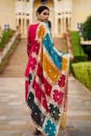 Lashkaraa_Pink Viscose, Silk, Shantoon Sequins, Zari, Embroidery V-neck Punjabi Suit _Online_at_Aza_Fashions