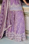 Shop_Lashkaraa_Purple Silk, Brocade Sequins, Zari, Beads, Embroidery Kurta Sharara And Dupatta _Online_at_Aza_Fashions