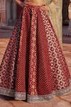 Lashkaraa_Maroon Brocade, Shantoon, Tissue Embroidery, Zari, Sequins, Beads, Lehenga Set _at_Aza_Fashions