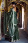 Lashkaraa_Green Satin Embroidery, Sequins, Zari, Beads Kurta Gharara And Dupatta Set _Online_at_Aza_Fashions