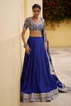 Buy_Lashkaraa_Blue Modal, Shantoon, Silk Zari, Sequins, Embroidery Bandhani Lehenga Set _Online_at_Aza_Fashions