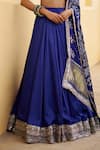 Shop_Lashkaraa_Blue Modal, Shantoon, Silk Zari, Sequins, Embroidery Bandhani Lehenga Set _Online_at_Aza_Fashions