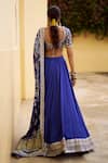 Lashkaraa_Blue Modal, Shantoon, Silk Zari, Sequins, Embroidery Bandhani Lehenga Set _Online_at_Aza_Fashions