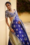 Lashkaraa_Blue Modal, Shantoon, Silk Zari, Sequins, Embroidery Bandhani Lehenga Set _at_Aza_Fashions