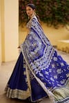Buy_Lashkaraa_Blue Modal, Shantoon, Silk Zari, Sequins, Embroidery Bandhani Lehenga Set 