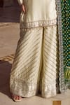 Buy_Lashkaraa_Ivory Jacquard, Modal, Gingham Embroidery, Sequins, Bandhani Kurta Sharara Set _Online_at_Aza_Fashions