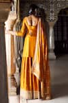 Lashkaraa_Orange Shantoon, Crepe Sequins, Zari, Embroidery, Bandhani Kurta Sharara Set _Online_at_Aza_Fashions