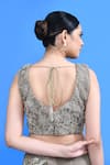 Sayisha_Gray Chinon, Chiffon, Net Embroidery, Ruffle Pre-draped Saree With Blouse _at_Aza_Fashions