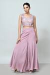 Buy_Sayisha_Lavender Net, Chinon, Chiffon Embroidery Sweetheart Neck Crop Top And Palazzo Set _at_Aza_Fashions