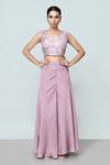Buy_Sayisha_Lavender Net, Chinon, Chiffon Embroidery Sweetheart Neck Crop Top And Palazzo Set _Online_at_Aza_Fashions
