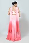 Shop_Sayisha_Peach Chinon, Lace, Chiffon Embroidery Sweetheart Neck Ombre Lehenga Set _at_Aza_Fashions