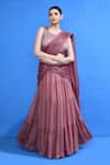 Buy_Sayisha_Pink Chinon, Chiffon, Silk, Net Pre-draped Lehenga Saree With Embellished Blouse _Online_at_Aza_Fashions