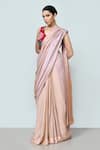 Buy_Sayisha_Pink Chinon, Chiffon, Silk Embroidery Metallic Pre-draped Saree With Blouse _Online_at_Aza_Fashions