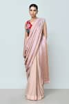 Buy_Sayisha_Pink Chinon, Chiffon, Silk Embroidery Metallic Pre-draped Saree With Blouse _at_Aza_Fashions
