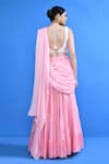 Shop_Sayisha_Pink Chinon, Chiffon, Net Embroidery, Pre-draped Lehenga Saree With Blouse _at_Aza_Fashions