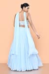 Shop_Sayisha_Sky Blue Chinon, Chiffon Embroidery Sweetheart Neck Solid Lehenga Set _at_Aza_Fashions