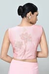Buy_Sayisha_Pink Georgette, Silk Embroidery, Beads Pre-draped Saree With Embellished Blouse 