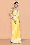 Sayisha_Yellow Chinon, Chiffon, Net Embroidery, Pre-draped Saree With Embellished Blouse _Online_at_Aza_Fashions