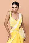 Shop_Sayisha_Yellow Chinon, Chiffon, Net Embroidery, Pre-draped Saree With Embellished Blouse _Online_at_Aza_Fashions