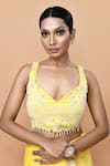 Sayisha_Yellow Chinon, Chiffon, Net Embroidery, Pre-draped Saree With Embellished Blouse _at_Aza_Fashions