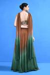 Shop_Sayisha_Brown Chinon, Chiffon, Lace Sweetheart Neck And Green Ombre Lehenga Set _at_Aza_Fashions
