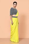 Sayisha_Yellow Georgette, Net Embroidery Solid Draped Saree With Embellished Blouse _Online_at_Aza_Fashions