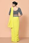 Shop_Sayisha_Yellow Georgette, Net Embroidery Solid Draped Saree With Embellished Blouse _at_Aza_Fashions