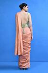Shop_Sayisha_Peach Chinon, Net Mirrors, Solid Draped Saree With Embellished Blouse _at_Aza_Fashions