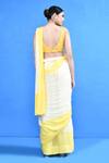 Shop_Sayisha_White Chinon, Chiffon, Silk Mirrors, Sequins And Yellow Draped Saree With Blouse _at_Aza_Fashions