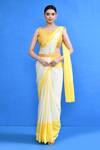 Buy_Sayisha_White Chinon, Chiffon, Silk Mirrors, Sequins And Yellow Draped Saree With Blouse _at_Aza_Fashions