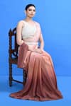 Sayisha_Brown Chinon, Chiffon, Net, Silk Embroidery, Ombre Draped Saree With Blouse _Online_at_Aza_Fashions