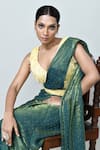 Buy_Sayisha_Green Silk, Net Embroidery, Fringe Embellished Pre-draped Saree With Blouse 