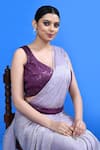 Buy_Sayisha_Mauve Chiffon, Chinon Sequins Sweetheart Shimmer Pre-draped Saree With Blouse 