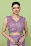 Shop_Sayisha_Mauve Silk, Chinon Embroidery, Solid Pre-draped Saree With Sleeveless Blouse _Online_at_Aza_Fashions