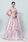 Buy_Sayisha_Mauve Net Sequins, Embroidery, Feathers Round Geometric Embellished Lehenga Set _Online_at_Aza_Fashions