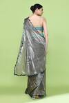 Shop_Sayisha_Gray Organza, Net, Polyester Sequins Pre-draped Saree With Embellished Blouse _at_Aza_Fashions