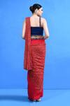 Shop_Sayisha_Red Georgette, Net Lace, Embroidery, Beads Work Draped Saree With Blouse _at_Aza_Fashions