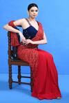 Buy_Sayisha_Red Georgette, Net Lace, Embroidery, Beads Work Draped Saree With Blouse _Online_at_Aza_Fashions