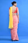 Shop_Sayisha_Pink Chinon, Chiffon, Silk Embroidery, Beads, Pre-draped Saree With Blouse _at_Aza_Fashions