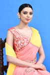 Shop_Sayisha_Pink Chinon, Chiffon, Silk Embroidery, Beads, Pre-draped Saree With Blouse _Online_at_Aza_Fashions