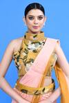 Sayisha_Yellow Georgette, Silk Embroidery, Sequins, Ombre Draped Saree With Blouse _at_Aza_Fashions