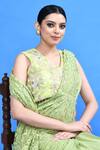 Shop_Sayisha_Green Georgette, Net Lace, Embroidery, Beads Work Draped Saree With Blouse _Online_at_Aza_Fashions