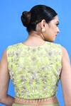 Sayisha_Green Georgette, Net Lace, Embroidery, Beads Work Draped Saree With Blouse _at_Aza_Fashions
