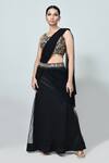 Shop_Sayisha_Black Georgette, Net, Crepe Embroidery, Beads Pre-draped Saree With Blouse _Online_at_Aza_Fashions