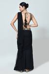 Shop_Sayisha_Black Georgette, Net, Crepe Embroidery, Beads Pre-draped Saree With Blouse _at_Aza_Fashions
