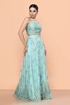 Sayisha_Aqua Net Embroidery Sweetheart Neck Floret Palazzo And Top Set _Online_at_Aza_Fashions