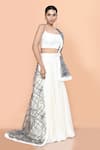 Buy_Sayisha_Off White Silk Embroidery Square Neck Plain Lehenga Set _Online_at_Aza_Fashions
