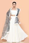 Buy_Sayisha_Off White Silk Embroidery Square Neck Plain Lehenga Set _at_Aza_Fashions