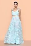 Shop_Sayisha_Sky Blue Net Applique, Embroidery, Sequins Sweetheart Floral Palazzo And Top Set _Online_at_Aza_Fashions